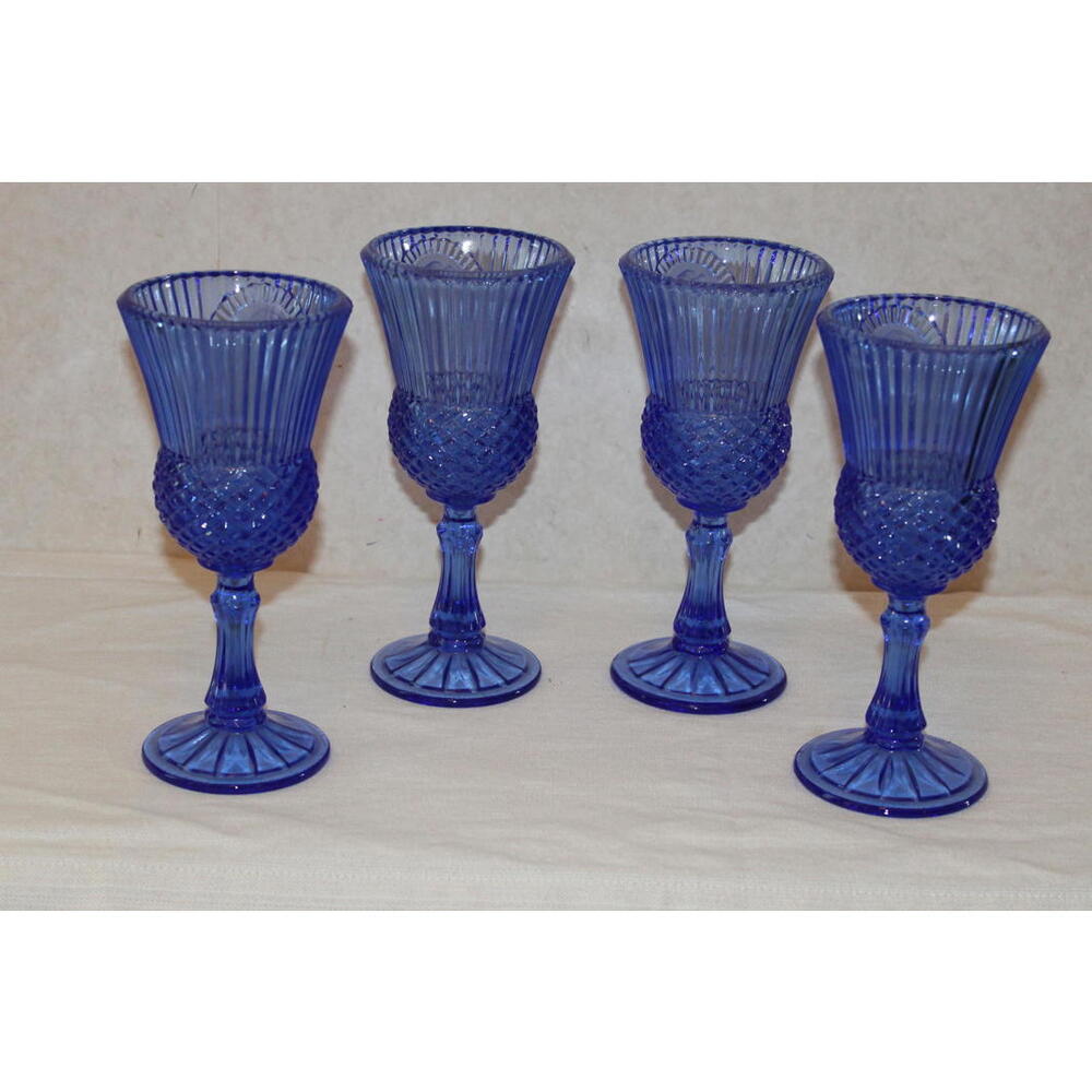 Vintage Fostoria Avon Cobalt Blue George Martha Washington Glasses – Set of 4 - Picture 4 of 4